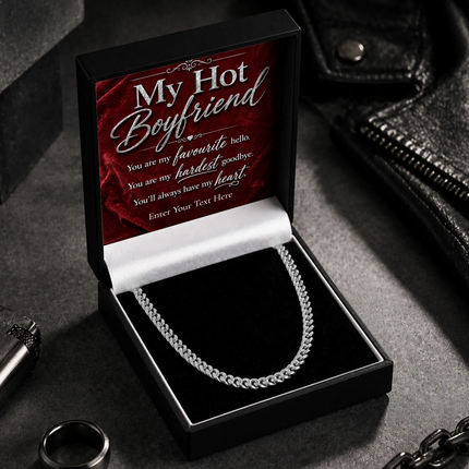 For My Hot Boyfriend Stainless Steel Cuban Chain Necklace With Personalised