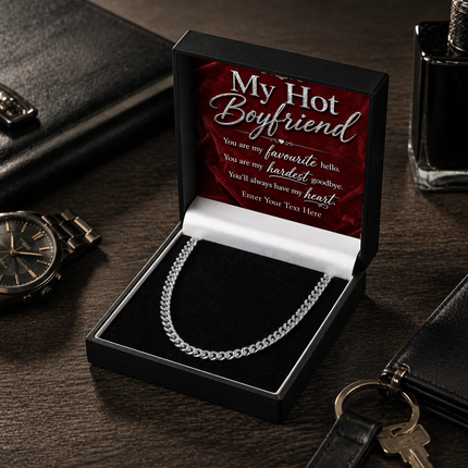 For My Hot Boyfriend Stainless Steel Cuban Chain Necklace With Personalised