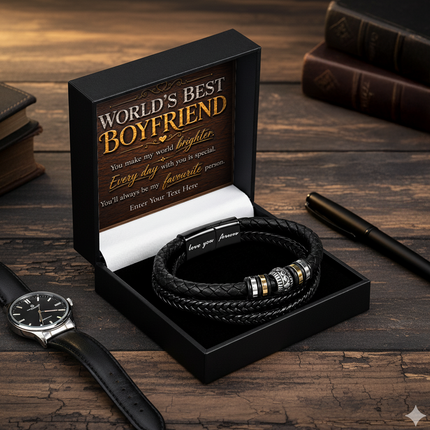 Worlds Best Boyfriend Eternal Bond Bracelet With Personalised Keepsake Box