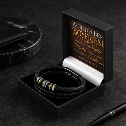 Worlds Best Boyfriend Eternal Bond Bracelet With Personalised Keepsake Box