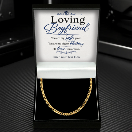 Loving Boyfriend 18k Gold Plated Cuban Chain Necklace With Personalised