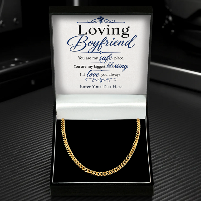 Loving Boyfriend 18k Gold Plated Cuban Chain Necklace With Personalised