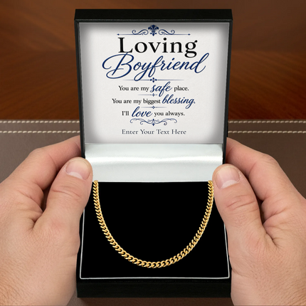 Loving Boyfriend 18k Gold Plated Cuban Chain Necklace With Personalised