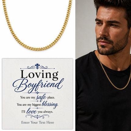 Loving Boyfriend 18k Gold Plated Cuban Chain Necklace With Personalised