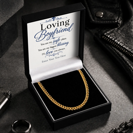 Loving Boyfriend 18k Gold Plated Cuban Chain Necklace With Personalised