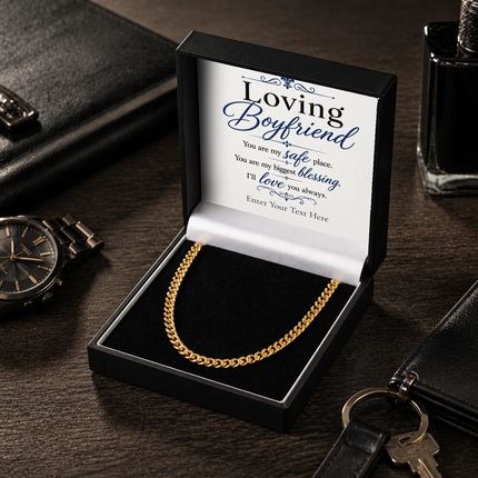 Loving Boyfriend 18k Gold Plated Cuban Chain Necklace With Personalised