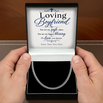 Loving  Boyfriend Stainless Steel Cuban Chain Necklace With Personalised