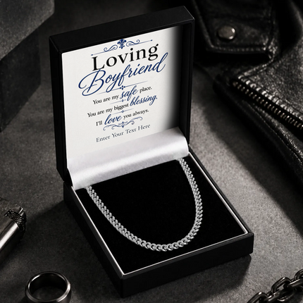 Loving  Boyfriend Stainless Steel Cuban Chain Necklace With Personalised