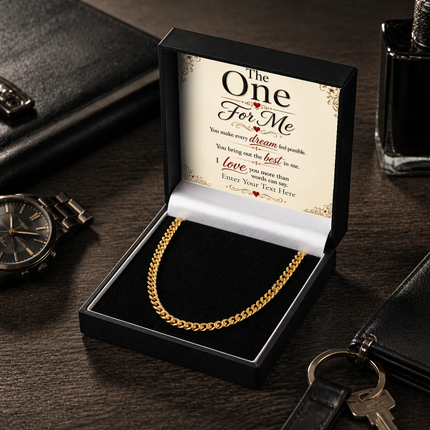 The One For Me 18k Gold Plated Cuban Chain Necklace With Personalised
