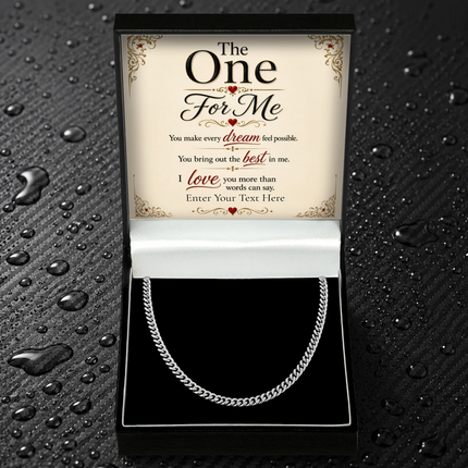 The One For Me Stainless Steel Cuban Chain Necklace With Personalised