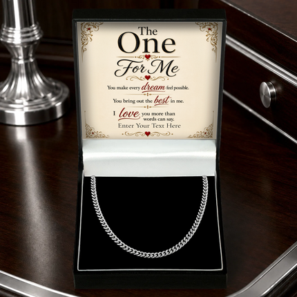The One For Me Stainless Steel Cuban Chain Necklace With Personalised