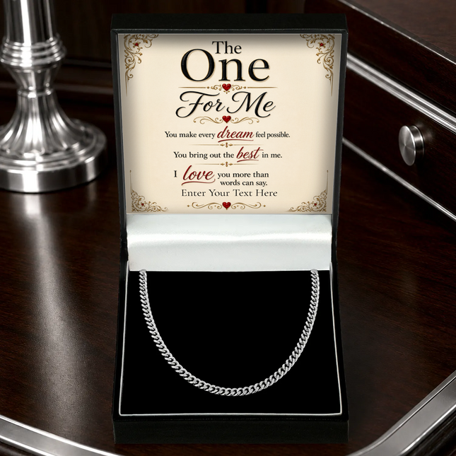 The One For Me Stainless Steel Cuban Chain Necklace With Personalised