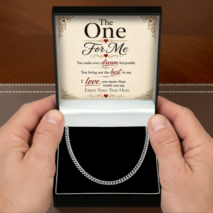 The One For Me Stainless Steel Cuban Chain Necklace With Personalised