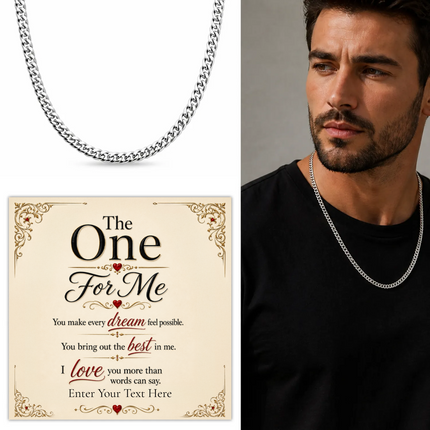 The One For Me Stainless Steel Cuban Chain Necklace With Personalised