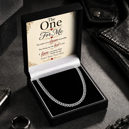 The One For Me Stainless Steel Cuban Chain Necklace With Personalised
