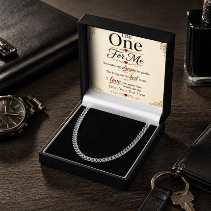 The One For Me Stainless Steel Cuban Chain Necklace With Personalised