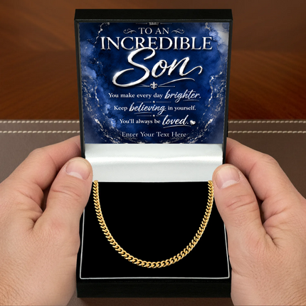 To An Incredible Son 18k Gold Plated Cuban Chain Necklace With Personalised