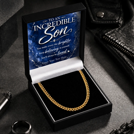 To An Incredible Son 18k Gold Plated Cuban Chain Necklace With Personalised