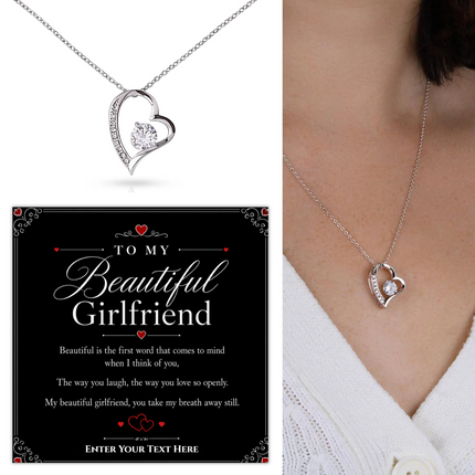 To My Beautiful Girlfriend Personalised Eternal Heart Necklace In Keepsake Box