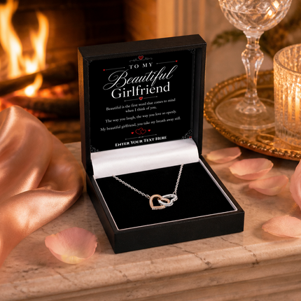 To My Beautiful Girlfriend Personalised Love Interlocking Hearts Necklace In Keepsake Box