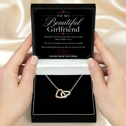 To My Beautiful Girlfriend Personalised Love Interlocking Hearts Necklace In Keepsake Box
