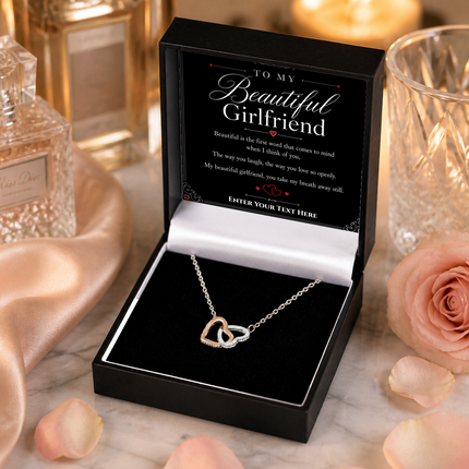 To My Beautiful Girlfriend Personalised Love Interlocking Hearts Necklace In Keepsake Box