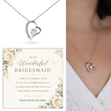 To My Wonderful Bridesmaid Personalised Eternal Heart Necklace In Keepsake Box