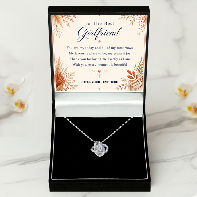To The Best Girlfriend Personalised Love Knot Necklace In Keepsake Box
