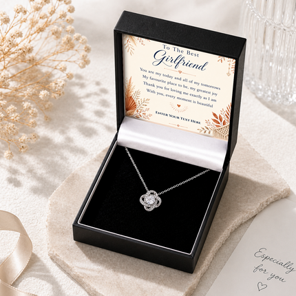 To The Best Girlfriend Personalised Love Knot Necklace In Keepsake Box