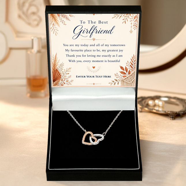 To The Best Girlfriend Personalised Love Interlocking Hearts Necklace In Keepsake Box