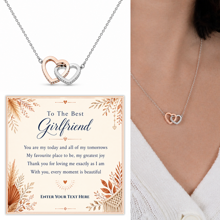 To The Best Girlfriend Personalised Love Interlocking Hearts Necklace In Keepsake Box
