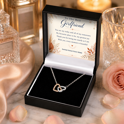 To The Best Girlfriend Personalised Love Interlocking Hearts Necklace In Keepsake Box
