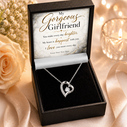 My Gorgeous Girlfriend Personalised Eternal Heart Necklace In Keepsake Box