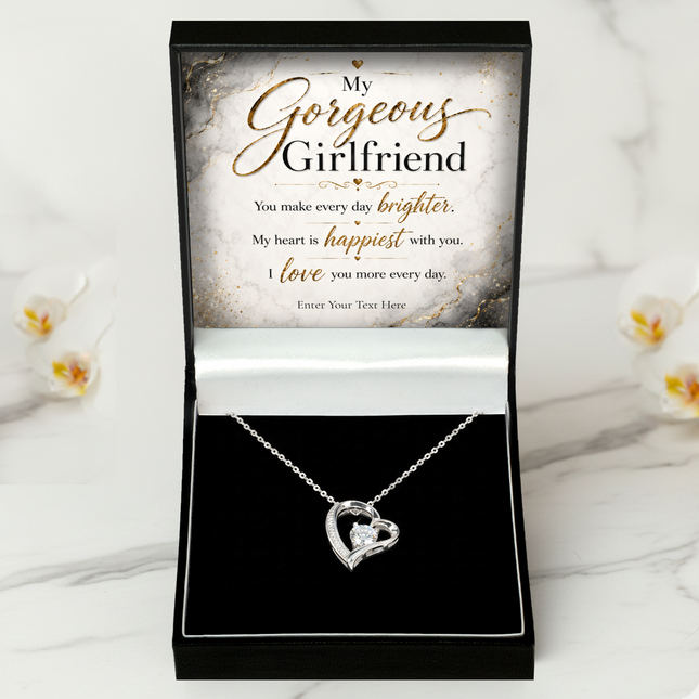 My Gorgeous Girlfriend Personalised Eternal Heart Necklace In Keepsake Box