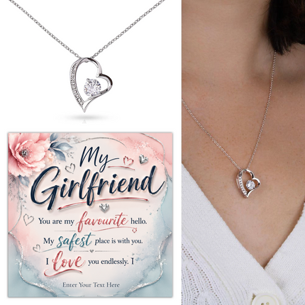 My Girlfriend Personalised Eternal Heart Necklace In Keepsake Box