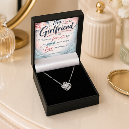 My Girlfriend Personalised Love Knot Necklace In Keepsake Box
