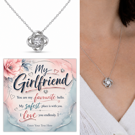 My Girlfriend Personalised Love Knot Necklace In Keepsake Box
