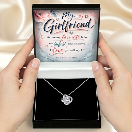 My Girlfriend Personalised Love Knot Necklace In Keepsake Box