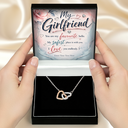 My Girlfriend Personalised Love Interlocking Hearts Necklace In Keepsake Box