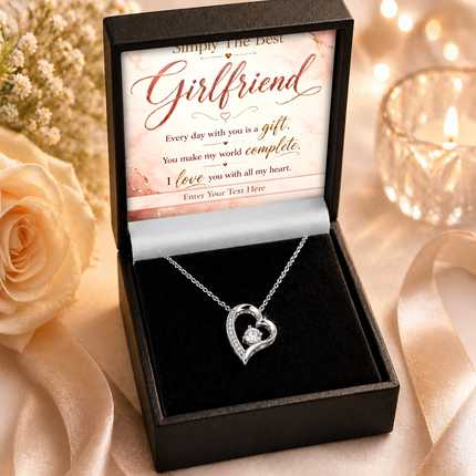 Simply The Best Girlfriend Personalised Eternal Heart Necklace In Keepsake Box