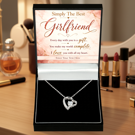 Simply The Best Girlfriend Personalised Eternal Heart Necklace In Keepsake Box