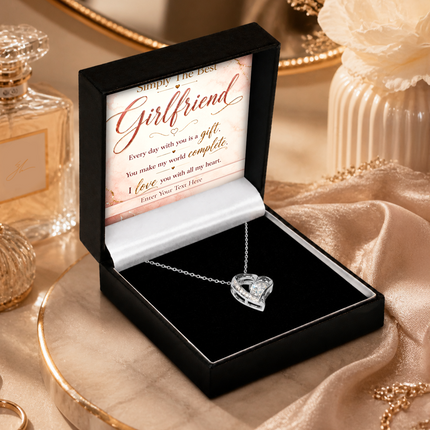 Simply The Best Girlfriend Personalised Eternal Heart Necklace In Keepsake Box