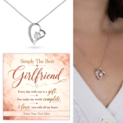 Simply The Best Girlfriend Personalised Eternal Heart Necklace In Keepsake Box
