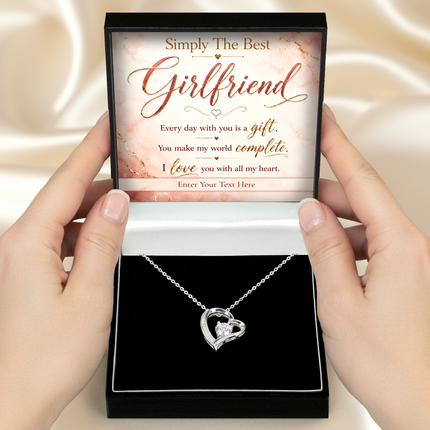 Simply The Best Girlfriend Personalised Eternal Heart Necklace In Keepsake Box