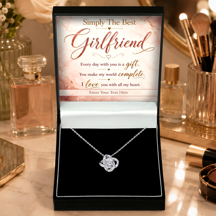 Simply The Best Girlfriend Personalised Love Knot Necklace In Keepsake Box