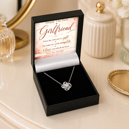Simply The Best Girlfriend Personalised Love Knot Necklace In Keepsake Box