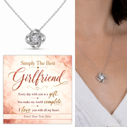 Simply The Best Girlfriend Personalised Love Knot Necklace In Keepsake Box