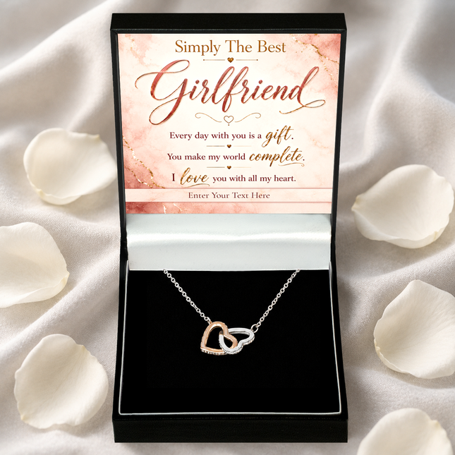 Simply The Best Girlfriend Personalised Love Interlocking Hearts Necklace In Keepsake Box