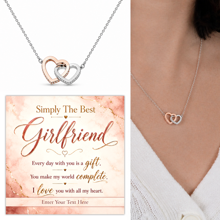 Simply The Best Girlfriend Personalised Love Interlocking Hearts Necklace In Keepsake Box