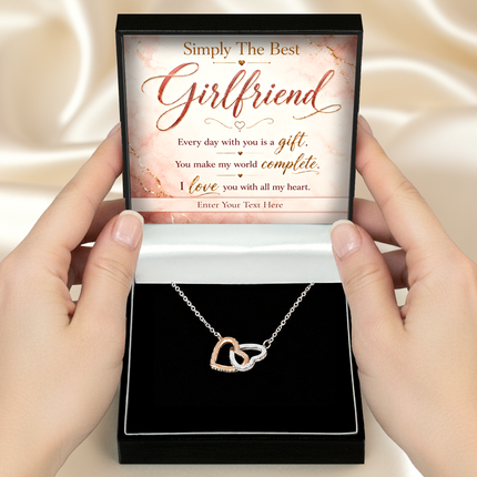 Simply The Best Girlfriend Personalised Love Interlocking Hearts Necklace In Keepsake Box